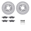 7612-32001 Drilled/Slotted Brake Rotors w/5000 Euro Ceramic Brake Pads Kit & Hardware [Silver], 2002-2008 Mini, Position: Rear - image 1