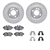 7612-32002 Drilled/Slotted Brake Rotors w/5000 Euro Ceramic Brake Pads Kit & Hardware [Silver], 2007-2015 Mini, Position: Rear - image 1