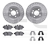 7612-32006 Drilled/Slotted Brake Rotors w/5000 Euro Ceramic Brake Pads Kit & Hardware [Silver], 2009-2014 Mini, Position: Rear - image 1