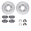 7612-32009 Drilled/Slotted Brake Rotors w/5000 Euro Ceramic Brake Pads Kit & Hardware [Silver], 2011-2016 Mini, Position: Rear - image 1