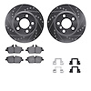 7612-32015 Drilled/Slotted Brake Rotors w/5000 Euro Ceramic Brake Pads Kit & Hardware [Silver], Fits Select Mini, Position: Fron - image 1
