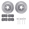 7612-39000 Drilled/Slotted Brake Rotors w/5000 Euro Ceramic Brake Pads Kit & Hardware [Silver], Fits Select Mopar, Position: Fro - image 1