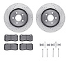 7612-42000 Drilled/Slotted Brake Rotors w/5000 Euro Ceramic Brake Pads Kit & Hardware [Silver], 2006-2010 Mopar, Position: Front - image 1
