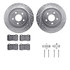 7612-42001 Drilled/Slotted Brake Rotors w/5000 Euro Ceramic Brake Pads Kit & Hardware [Silver], 2006-2010 Mopar, Position: Rear - image 1