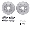7612-42002 Drilled/Slotted Brake Rotors w/5000 Euro Ceramic Brake Pads Kit & Hardware [Silver], Fits Select Mopar, Position: Fro - image 1