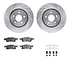 7612-42003 Drilled/Slotted Brake Rotors w/5000 Euro Ceramic Brake Pads Kit & Hardware [Silver], Fits Select Mopar, Position: Fro - image 1