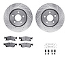 7612-42004 Drilled/Slotted Brake Rotors w/5000 Euro Ceramic Brake Pads Kit & Hardware [Silver], Fits Select Mopar, Position: Fro - image 1