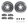7612-42012 Drilled/Slotted Brake Rotors w/5000 Euro Ceramic Brake Pads Kit & Hardware [Silver], 2011-2012 Mopar, Position: Front - image 1