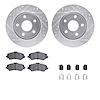 7612-42013 Drilled/Slotted Brake Rotors w/5000 Euro Ceramic Brake Pads Kit & Hardware [Silver], 2007-2018 Mopar, Position: Front - image 1