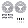 7612-45001 Drilled/Slotted Brake Rotors w/5000 Euro Ceramic Brake Pads Kit & Hardware [Silver], 2006-2016 GM, Position: Front - image 1