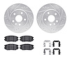 7612-45002 Drilled/Slotted Brake Rotors w/5000 Euro Ceramic Brake Pads Kit & Hardware [Silver], 2011-2016 GM, Position: Front - image 1