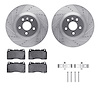 7612-45006 Drilled/Slotted Brake Rotors w/5000 Euro Ceramic Brake Pads Kit & Hardware [Silver], 2009-2013 GM, Position: Front - image 1