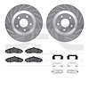 7612-46002 Drilled/Slotted Brake Rotors w/5000 Euro Ceramic Brake Pads Kit & Hardware [Silver], 1997-2004 GM, Position: Front - image 1