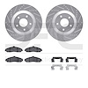 7612-46003 Drilled/Slotted Brake Rotors w/5000 Euro Ceramic Brake Pads Kit & Hardware [Silver], 2004-2009 GM, Position: Front - image 1