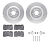 7612-46004 Drilled/Slotted Brake Rotors w/5000 Euro Ceramic Brake Pads Kit & Hardware [Silver], 2004-2011 GM, Position: Front - image 1
