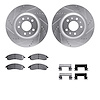 7612-46006 Drilled/Slotted Brake Rotors w/5000 Euro Ceramic Brake Pads Kit & Hardware [Silver], 2004-2008 GM, Position: Front - image 1