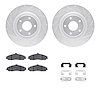 7612-46007 Drilled/Slotted Brake Rotors w/5000 Euro Ceramic Brake Pads Kit & Hardware [Silver], 2010-2013 GM, Position: Front - image 1
