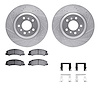 7612-46010 Drilled/Slotted Brake Rotors w/5000 Euro Ceramic Brake Pads Kit & Hardware [Silver], 2006-2016 GM, Position: Front - image 1