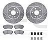 7612-46011 Drilled/Slotted Brake Rotors w/5000 Euro Ceramic Brake Pads Kit & Hardware [Silver], 2014-2014 GM, Position: Front - image 1