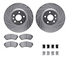 7612-46012 Drilled/Slotted Brake Rotors w/5000 Euro Ceramic Brake Pads Kit & Hardware [Silver], 2008-2014 GM, Position: Front - image 1