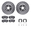 7612-46013 Drilled/Slotted Brake Rotors w/5000 Euro Ceramic Brake Pads Kit & Hardware [Silver], 2011-2017 GM, Position: Front - image 1