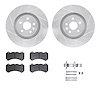 7612-46014 Drilled/Slotted Brake Rotors w/5000 Euro Ceramic Brake Pads Kit & Hardware [Silver], 2009-2015 GM, Position: Front - image 1