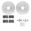 7612-46017 Drilled/Slotted Brake Rotors w/5000 Euro Ceramic Brake Pads Kit & Hardware [Silver], 2013-2019 GM, Position: Front - image 1