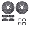 7612-46022 Drilled/Slotted Brake Rotors w/5000 Euro Ceramic Brake Pads Kit & Hardware [Silver], 2014-2019 GM, Position: Front - image 1