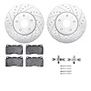 7612-46024 Drilled/Slotted Brake Rotors w/5000 Euro Ceramic Brake Pads Kit & Hardware [Silver], 2014-2020 GM, Position: Front - image 1