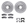 7612-46029 Drilled/Slotted Brake Rotors w/5000 Euro Ceramic Brake Pads Kit & Hardware [Silver], 2004-2009 GM, Position: Front - image 1