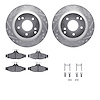 7612-47000 Drilled/Slotted Brake Rotors w/5000 Euro Ceramic Brake Pads Kit & Hardware [Silver], 1988-1996 GM, Position: Rear - image 1