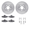 7612-47001 Drilled/Slotted Brake Rotors w/5000 Euro Ceramic Brake Pads Kit & Hardware [Silver], 1993-1997 GM, Position: Rear - image 1