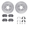 7612-47002 Drilled/Slotted Brake Rotors w/5000 Euro Ceramic Brake Pads Kit & Hardware [Silver], 2004-2008 GM, Position: Front - image 1