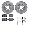 7612-47003 Drilled/Slotted Brake Rotors w/5000 Euro Ceramic Brake Pads Kit & Hardware [Silver], 2006-2011 GM, Position: Front - image 1