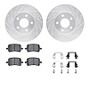7612-47004 Drilled/Slotted Brake Rotors w/5000 Euro Ceramic Brake Pads Kit & Hardware [Silver], 2008-2008 GM, Position: Front - image 1