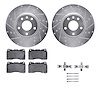 7612-47009 Drilled/Slotted Brake Rotors w/5000 Euro Ceramic Brake Pads Kit & Hardware [Silver], 2014-2019 GM, Position: Front - image 1