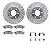 7612-47011 Drilled/Slotted Brake Rotors w/5000 Euro Ceramic Brake Pads Kit & Hardware [Silver], 2006-2009 GM, Position: Front - image 1