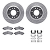 7612-48001 Drilled/Slotted Brake Rotors w/5000 Euro Ceramic Brake Pads Kit & Hardware [Silver], 2002-2005 GM, Position: Front - image 1