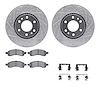 7612-48004 Drilled/Slotted Brake Rotors w/5000 Euro Ceramic Brake Pads Kit & Hardware [Silver], 2006-2009 GM, Position: Front - image 1