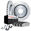 7612-48005 Drilled/Slotted Brake Rotors w/5000 Euro Ceramic Brake Pads Kit & Hardware [Silver], 2006-2009 GM, Position: Front - image 2