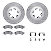 7612-48007 Drilled/Slotted Brake Rotors w/5000 Euro Ceramic Brake Pads Kit & Hardware [Silver], 2009-2012 GM, Position: Front - image 1
