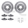 7612-52000 Drilled/Slotted Brake Rotors w/5000 Euro Ceramic Brake Pads Kit & Hardware [Silver], 1985-1992 GM, Position: Rear - image 1