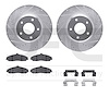 7612-52002 Drilled/Slotted Brake Rotors w/5000 Euro Ceramic Brake Pads Kit & Hardware [Silver], 2005-2006 GM, Position: Front - image 1