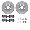 7612-53000 Drilled/Slotted Brake Rotors w/5000 Euro Ceramic Brake Pads Kit & Hardware [Silver], 2004-2012 GM, Position: Front - image 1