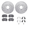 7612-53001 Drilled/Slotted Brake Rotors w/5000 Euro Ceramic Brake Pads Kit & Hardware [Silver], 2006-2010 GM, Position: Front - image 1