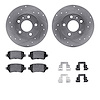 7612-53003 Drilled/Slotted Brake Rotors w/5000 Euro Ceramic Brake Pads Kit & Hardware [Silver], 2002-2008 GM, Position: Rear - image 1