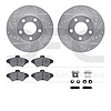 7612-54000 Drilled/Slotted Brake Rotors w/5000 Euro Ceramic Brake Pads Kit & Hardware [Silver], 1994-1998 Ford/Lincoln/Mercury/M - image 1