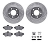 7612-54002 Drilled/Slotted Brake Rotors w/5000 Euro Ceramic Brake Pads Kit & Hardware [Silver], 1993-1997 Ford/Lincoln/Mercury/M - image 1