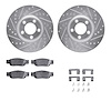 7612-54003 Drilled/Slotted Brake Rotors w/5000 Euro Ceramic Brake Pads Kit & Hardware [Silver], 2000-2006 Multiple Makes/Models, - image 1