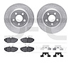 7612-54005 Drilled/Slotted Brake Rotors w/5000 Euro Ceramic Brake Pads Kit & Hardware [Silver], 2003-2005 Jaguar, Position: Rear - image 1
